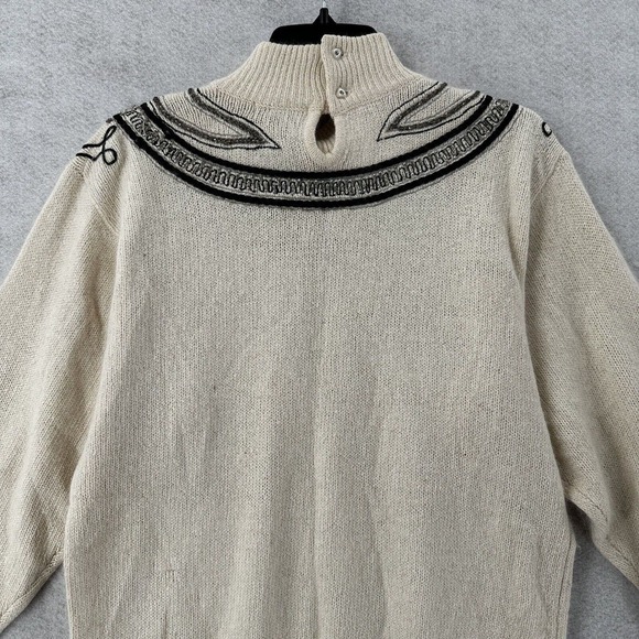 Diffusion Sweater Womens MED Ivory Southwestern Fair Isle Angora Silk Turtleneck - Picture 8 of 14